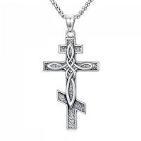 wholesale Nail Cross Necklace For Men Sterling Silver Nail Cross Pendant Religious Faith Christian Jewelry Birthday Christmas Gifts For Men Women Dad Husband Son Friend -style_name:Orthodox Cross
