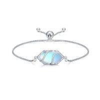 wholesale Bracelet For Women 925 Sterling Silver Hexagon Gemstone Link Bracelet Fine Jewelry Birthday Christmas Gifts For Women Her -color_name:Moonstone