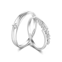 TOUPOP 925 Sterling Silver/10k/14k/18k Gold Moissanite Personalized Wedding Couples Rings Set-style_name:I Wedding Ring Set