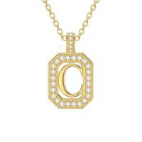 TOUPOP 14K Gold Moissanite Initial Letter Pendant Necklace-style_name:C