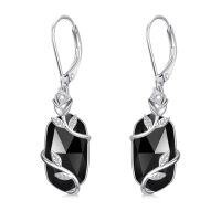 wholesale Rose Flower Earrings For Women 925 Sterling Silver Oval Natural Gemstone Earrings Fine Jewelry Anniversary Christmas Gifts For Her Wife Girlfriend -color_name:Black Onyx