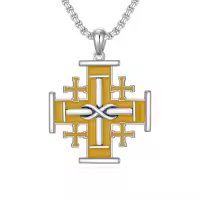 TOUPOP 925 Sterling Silver Cross Pendant Necklace For Men Gifts-style_name:K Jerusalem cross Yellow