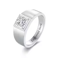 TOUPOP 925 Sterling Silver D Color Vvs1 Round Moissanite Men's Ring-style_name:A Moissanite Ring