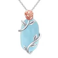 TOUPOP Sterling Silver Gemstone Pendant Fine Jewelry Gift for Women-color_name:Rose-Aquamarine-March