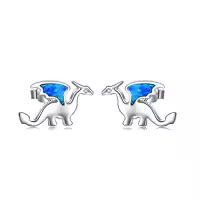TOUPOP Sterling Silver Opal Animal Stud Earrings: Turtle Dolphin Dragon Dinosaur Ladybug Shark Narwhal-style_name:Dragon Earrings