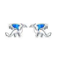 wholesale TOUPOP Sterling Silver Cute Stud Earrings Created Opal Sea Turtle/dolphin/dragon/dinosaurs/ladybug/shark/narwhals Animals Earrings For Women Birthday Gifts -style_name:Dragon Earrings