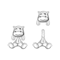 TOUPOP 925 Sterling Silver Stud Earrings Hippo Frog Cow Axolotl Elephant-style_name:Hippo