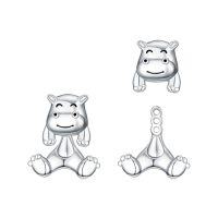 wholesale 925 Sterling Silver Hippo Frog Cow Axolotl Elephant Stud Earrings For Women Hypoallergenic Animal Jacket Earrings Cute 3d Earring Mothers Day Gifts For Mom Jewerly Gifts For Women Daugther Birthday Anniversary Graduation -style_name:Hippo