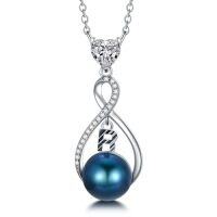 wholesale Black Pearl Infinity Necklace Sterling Silver Black Freshwater Peartl A-z Initial Pendant Necklace Infinity Letter Jewelry Christmas Birthday Gifts For Women Her Mom -style_name:Letter R
