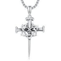 wholesale Cross Necklace 925 Sterling Silver Cross Pendant Christmas Fathers Day Birthday Gifts For Men Gifts For Father Gifts For Dad Brother Husband Son -style_name:B02 Nail Cross Silver