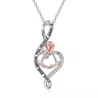 TOUPOP Sterling Silver & Crystal Rose Heart Necklace, I Love You To The Moon And Back-style_name:Grandma-I Love You to The Moon and Back