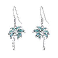 wholesale Ocean Earrings 925 Sterling Silver Turquoise Sea Animal Dangle Drop Earrings Beach Themed Jewelry Gifts For Women -style_name:Palm tree