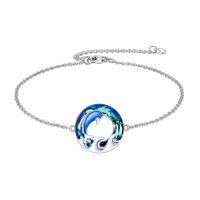 wholesale TOUPOP Sea Turtle/mermaid/dolphin/shell/starfish/conch/seahorse Bracelet For Women Sterling Silver Ocean Bracelet With Crystal Ocean Beach Charm Jewelry Birthday Christmas Gifts -style_name:Style 6-Dolphin-Blue Crystal