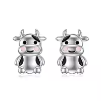TOUPOP Sterling Silver Moonstone Earrings For Women Drop Stud Animal Jewelry Gifts-style_name:Cow