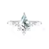 TOUPOP 925 Silver Natural Moss Agate Moissanite Engagement Ring-style_name:B Moss Agate Moissanite Ring