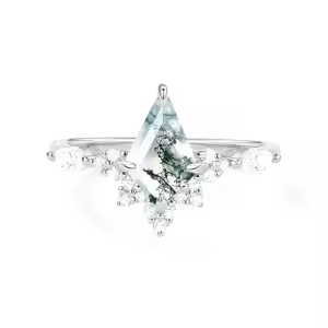 B Moss Agate Moissanite Ring