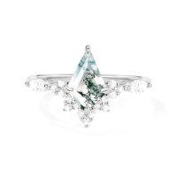 wholesale TOUPOP Personalized Natural Moss Agate Moissanite Engagement Ring For Her 925 Sterling Silver/10k/14k/18k Solid Gold Wedding Promise Anniversary Ring For Women Gift For Christmas -style_name:B Moss Agate Moissanite Ring