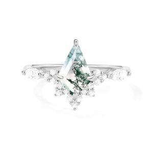 B Moss Agate Moissanite Ring