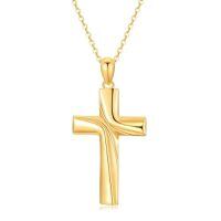 TOUPOP 14K Gold Opal Turquoise Cross Pendant Necklace-style_name:Diamond-Cut Cross