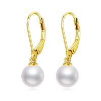 TOUPOP 14k Gold Pearl & Moissanite Dangle Earrings-style_name:Leverback-Pearl