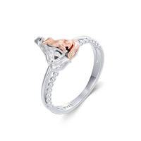 wholesale TOUPOP Sterling Silver Animal Rings Rose Gold Otter Highland Cow Fox Rings Animal Jewelry Gifts For Women Teens Birthday -style_name:I-Wolves #7