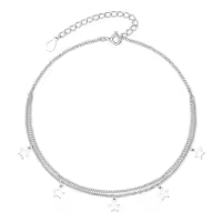 TOUPOP Sterling Silver Ankle Bracelets For Women Adjustable Anklet Elegant Foot Jewelry-style_name:Star Pendant