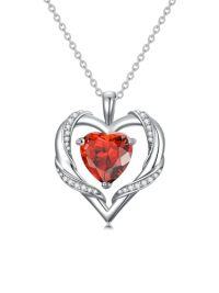 wholesale TOUPOP Birthday Gift For Mom Heart Necklace For Women 925 Sterling Silver Birthstone Necklace Jewelry Gift For Women Wife Her Girlfriend Sister -style_name:July