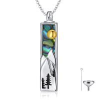 wholesale Urn Necklaces For Ashes 925 Sterling Silver Abalone Shell Cremation Jewelry For Ashes Keepsake Locket Pendant For Women Human For Ash For Loved Ones -style_name:mountain
