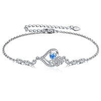 wholesale TOUPOP Birth Flower Bracelet For Women 925 Sterling Silver Birth Month Flower Birthstone Bracelets Heart Floral Jewelry Gifts For Women Wife Girlfriend Anniversary Birthday Gift -style_name:I-September