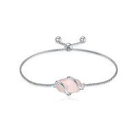 wholesale Bracelet For Women 925 Sterling Silver Dainty Simple Gemstone Link Bracelet Fine Jewelry Birthday Christmas Gifts For Women Her Mom (fully Adjustable To 9 Inches) -color_name:A-Rose Quartz