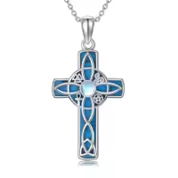 TOUPOP Sterling Silver Witches Knot Bat Necklace For Women-style_name:Celtic Cross
