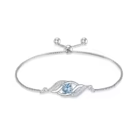 TOUPOP 925 Sterling Silver Birthstone Infinity Bracelet Dainty Fine Jewelry-color_name:03-Mar.-Aquamarine