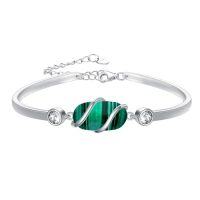 wholesale 925 Sterling Silver Bracelet For Women Gemstone Bracelet Bangle Fine Jewelry Birthday Christmas Gifts For Women Her Wife Mom -color_name:A-Malachite