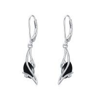 wholesale 925 Sterling Silver Earrings For Women Oval Gemstone Dangle Drop Earrings Fine Jewelry Birthday Christmas Gifts For Women Her -color_name:Black Onyx