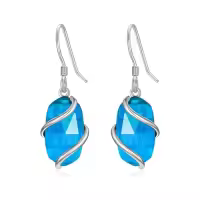 TOUPOP 925 Sterling Silver Gemstone Dainty Drop Earrings-color_name:Dangle-Topaz-December