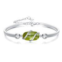 wholesale 925 Sterling Silver Bracelet For Women Gemstone Bracelet Bangle Fine Jewelry Birthday Christmas Gifts For Women Her Wife Mom -color_name:A-Peridot