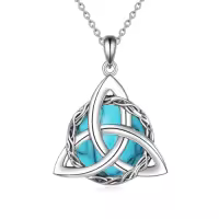 TOUPOP 925 Sterling Silver Celtic Knot Necklace Irish Jewelry Gifts-style_name:1-Celtic Knot Necklace(Turquoise)