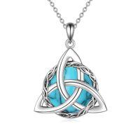 wholesale TOUPOP Christmas Gifts For Women 925 Sterling Silver Celtic Knot Necklace Irish Jewelry Birthday Anniversary Valentine's Day Gifts For Women Wife Girlfriend Her Daughter -style_name:1-Celtic Knot Necklace(Turquoise)