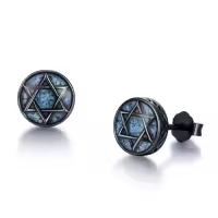 TOUPOP Sterling Silver Black Turquoise Celtic Knot Viking Stud Earrings-style_name:Star of David