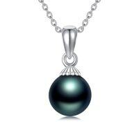 wholesale Black Pearl Necklacce For Women Sterling Silver Moissanite Black Freshwater Pearl Pendant Necklace Anniversary Jewelry Christmas Birthday Valentine Gifts For Women Wife Her Mom -style_name:Simple Peart