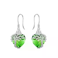TOUPOP Sterling Silver Crystal Tree Of Life Family Dangle Earrings-style_name:Heart-5-May-Emerald
