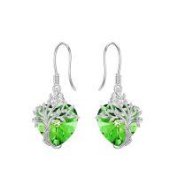 wholesale TOUPOP Tree Of Life Earrings 925 Sterling Silver Family Tree Dangle Drop Earrings Crystal Jewelry Birthday Christmas Gifts For Women Her -style_name:Heart-5-May-Emerald