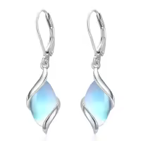 TOUPOP 925 Sterling Silver Natural Gemstone Dangle Earrings-color_name:Moonstone