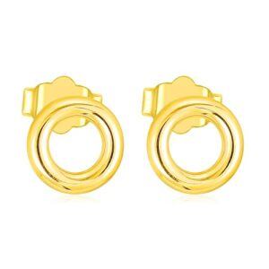 Gold Fretwork Circle Stud 14K Gold
