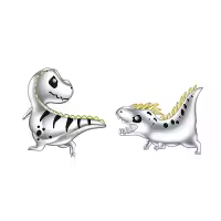 TOUPOP Sterling Silver Opal Animal Stud Earrings: Turtle Dolphin Dragon Dinosaur Ladybug Shark Narwhal-style_name:Dinosaur Earrings