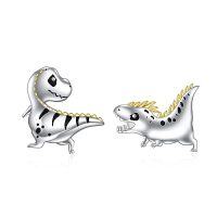 wholesale TOUPOP Sterling Silver Cute Stud Earrings Created Opal Sea Turtle/dolphin/dragon/dinosaurs/ladybug/shark/narwhals Animals Earrings For Women Birthday Gifts -style_name:Dinosaur Earrings