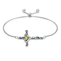 wholesale TOUPOP Birthstone Cross Bracelet For Women 925 Sterling Silver Cross Heart Bracelet I Love You Jewelry Birthday Christmas Gifts For Her Girlfriend Wife -color_name:08-August-Peridot