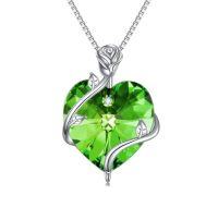 wholesale TOUPOP Heart Birthstone Necklace For Women 925 Sterling Silver Rose Flower Pendant Necklaces Heart Crystal Jewelry Birthday Christmas Gifts Women Girlfriend Wife Mom -color_name:05-May
