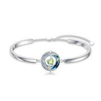 wholesale TOUPOP Birthstone Bracelet For Women 925 Sterling Silver Moon And Star Bangle Bracelet Blue Circle Crystal Jewelry Birthday Christmas Gifts For Women Wife Girlfriend -color_name:08-Peridot-Aug.
