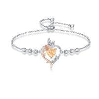wholesale TOUPOP Rose Heart Birthstone Bracelet 925 Sterling Silver Butterfly Heart Bracelet Love Birthstone Jewelry Anniversary Birthday Christmas Gifts For Women Girlfriend Wife Her -color_name:11-November-Citrine